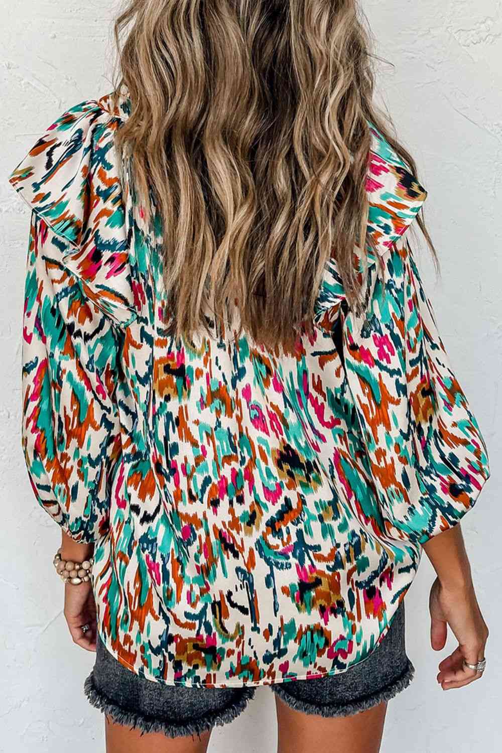 Printed Notched Neck Blouse