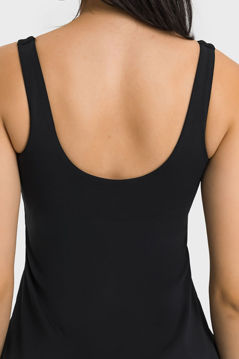Square Neck Sports Tank Dress with Full Coverage Bottoms